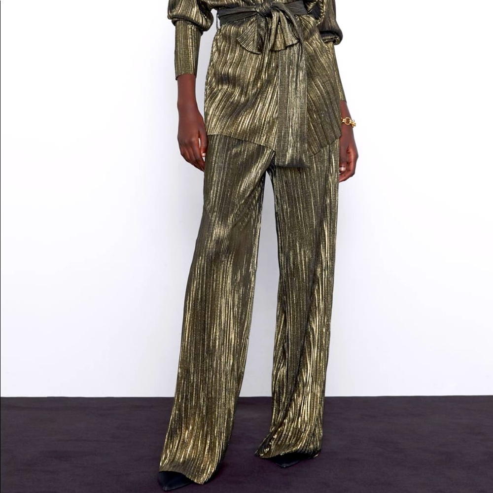 Zara Gold Disco Pants - XS